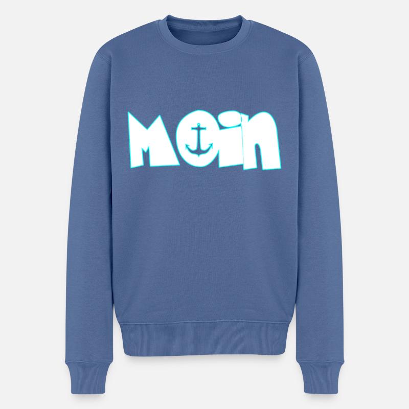 Moin moin - Männer Premium Bio Pullover - Taubenblau