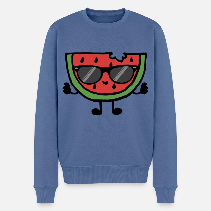 Wassermelone Melone Mit Sonnenbrille Stück Baby - Männer Premium Bio Pullover - Taubenblau