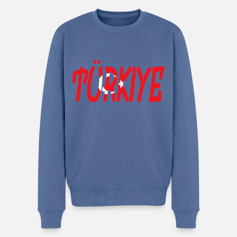 Türkiye - Männer Premium Bio Pullover - Taubenblau
