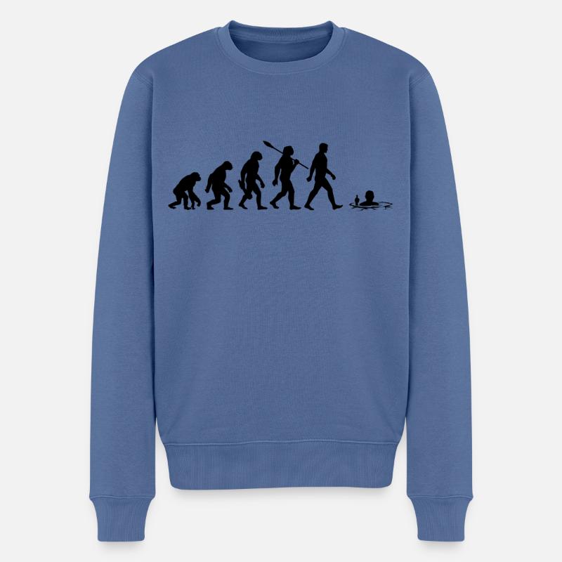 Evolution - Eisbader - Winterbaden - Eisbaden - Männer Premium Bio Pullover - Taubenblau