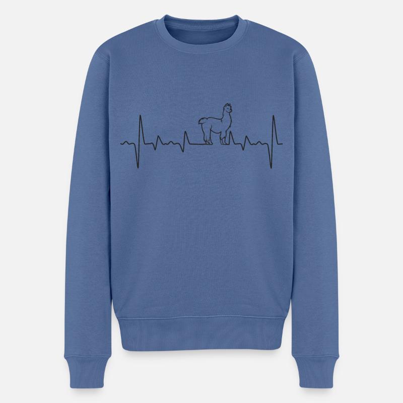 Alpaka Heartbeat - Männer Premium Bio Pullover - Taubenblau