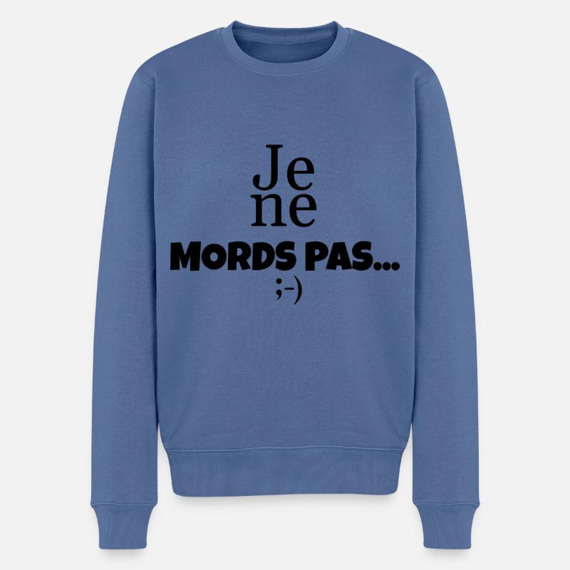 Je ne mords pas...;-) - Pull Premium bio Homme - bleu pigeon