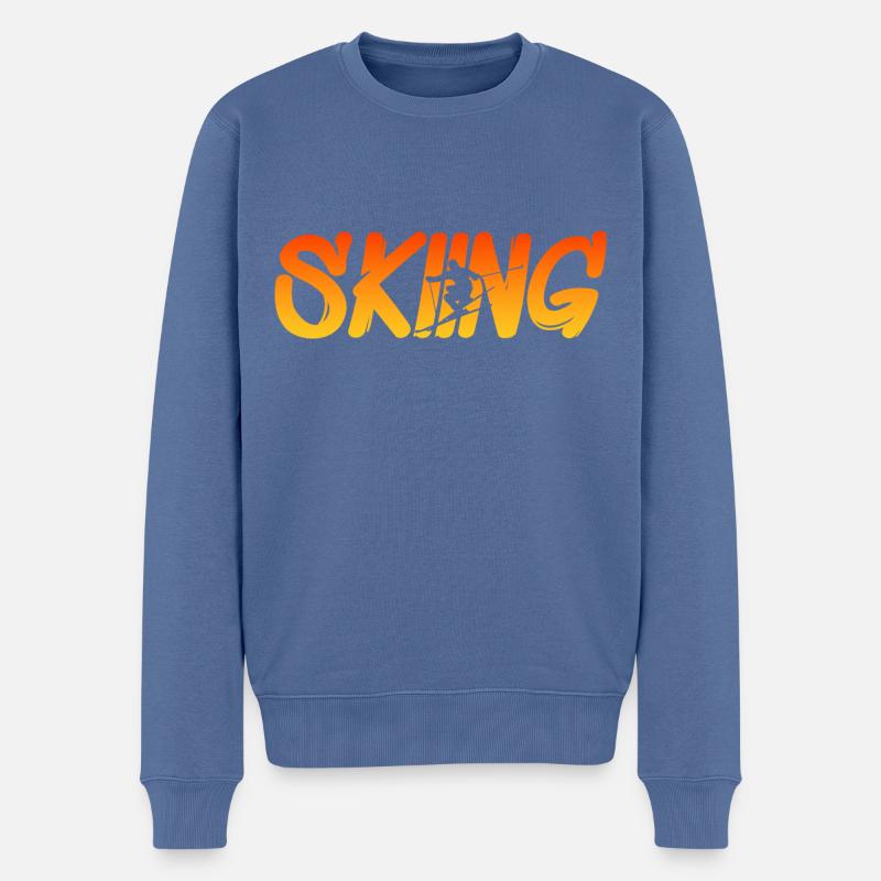 Skiing - Männer Premium Bio Pullover - Taubenblau