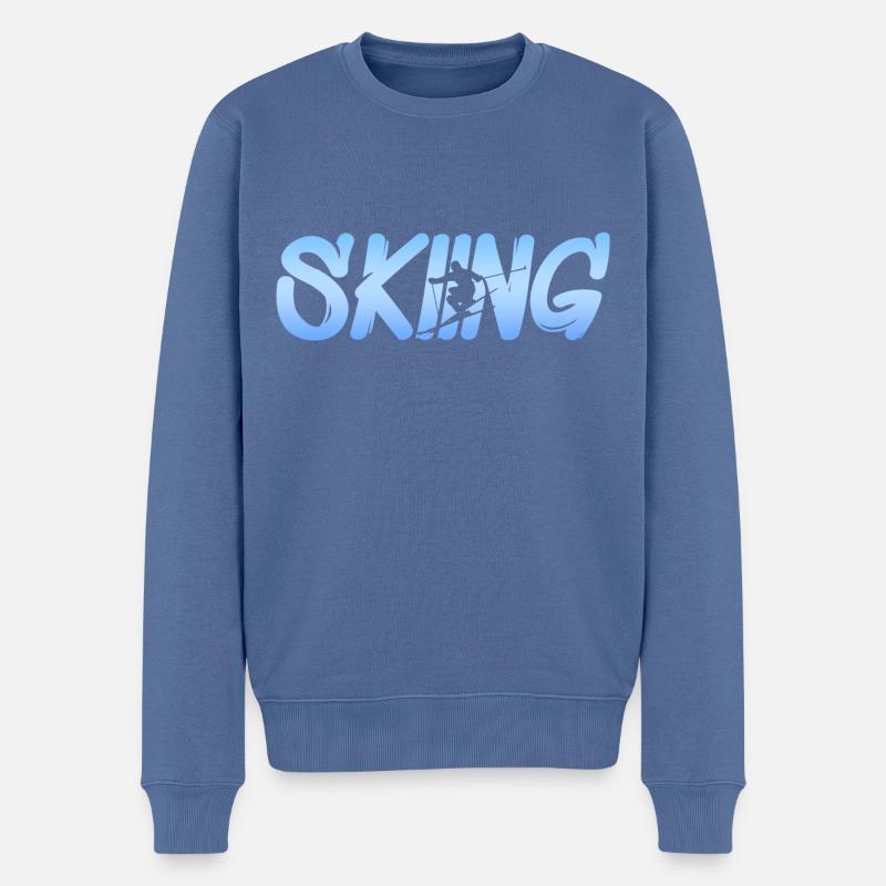 skifahren - Männer Premium Bio Pullover - Taubenblau