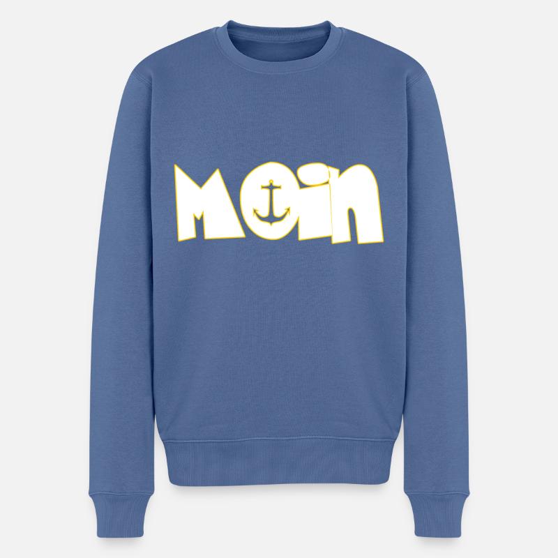 Moin - Männer Premium Bio Pullover - Taubenblau