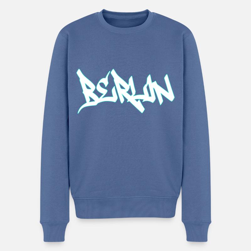Berlin - Männer Premium Bio Pullover - Taubenblau