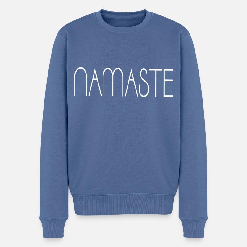 Namaste - Männer Premium Bio Pullover - Taubenblau