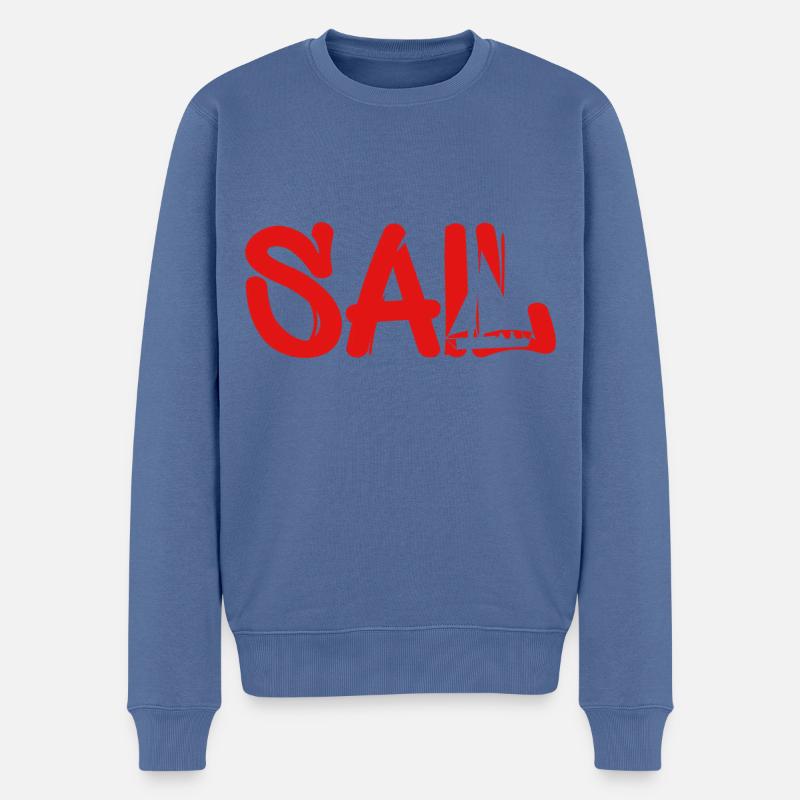 sail rot - Männer Premium Bio Pullover - Taubenblau