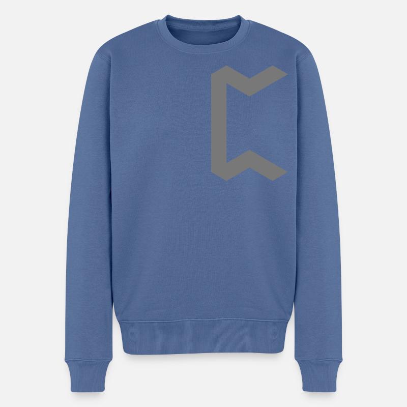 Rune: Pertho ᛈ (P), Quantum Runes Futhark 0 - Männer Premium Bio Pullover - Taubenblau