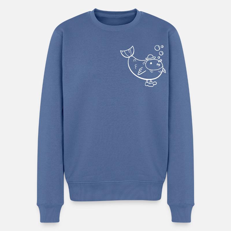 Mister Fish - Männer Premium Bio Pullover - Taubenblau