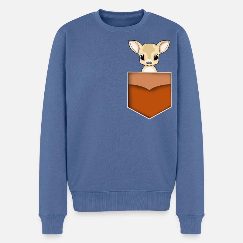 Poche cerf Bambi dans la poche - Pull Premium bio Homme - bleu pigeon