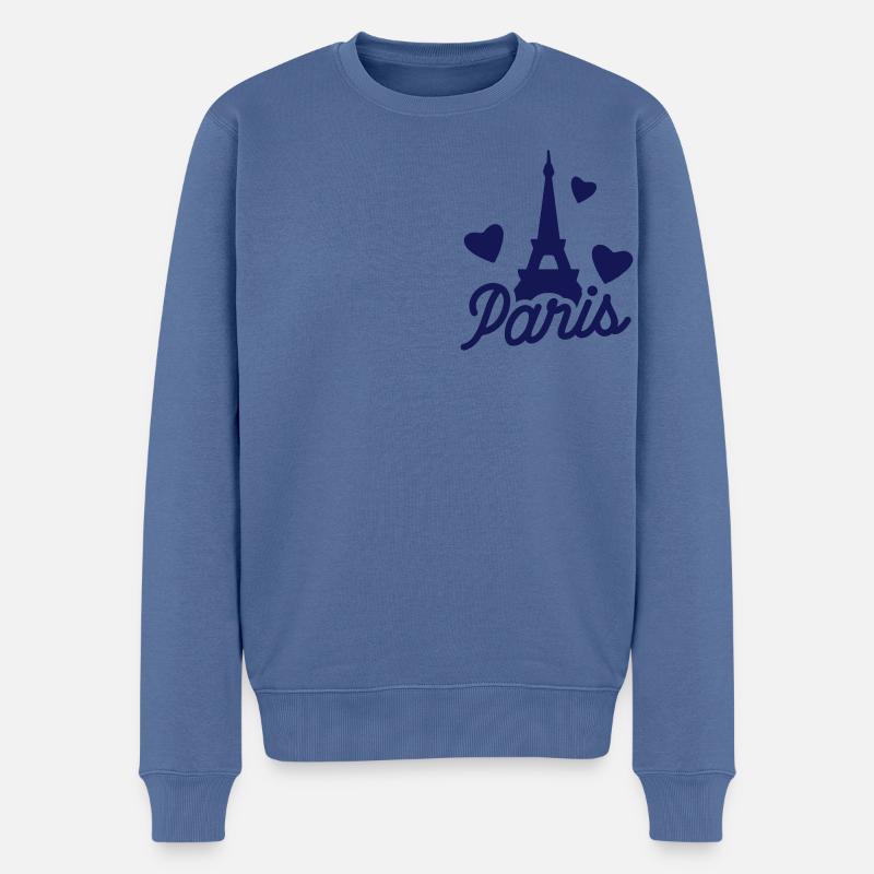 Paris - Pull Premium bio Homme - bleu pigeon
