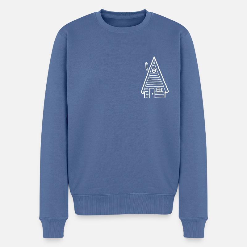 Hütte - Männer Premium Bio Pullover - Taubenblau
