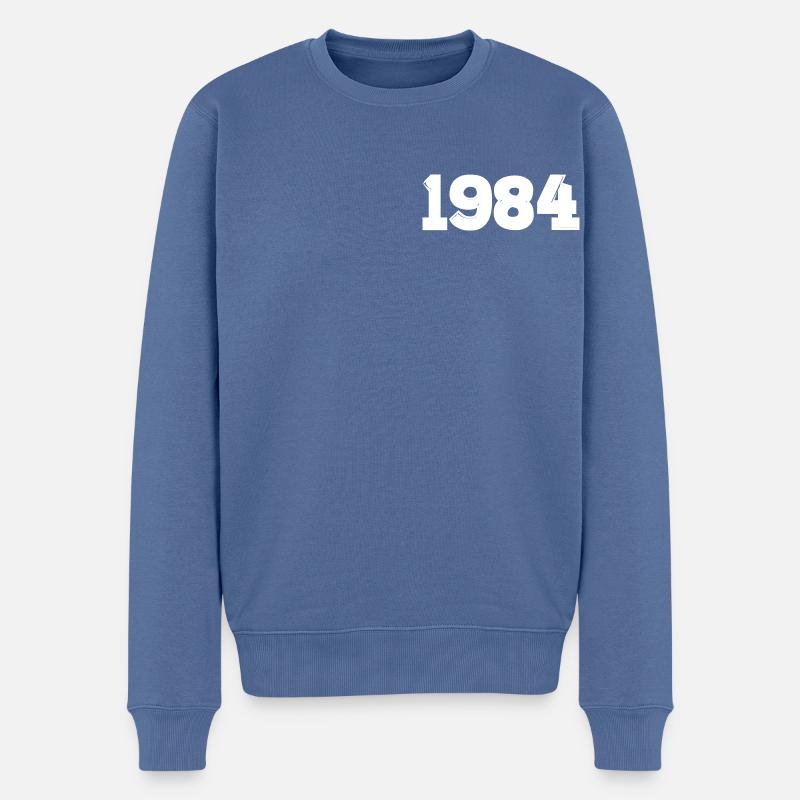 Année 1984 blanc - Pull Premium bio Homme - bleu pigeon
