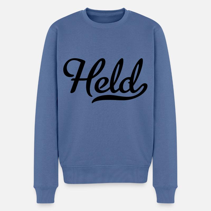 Held - Männer Premium Bio Pullover - Taubenblau