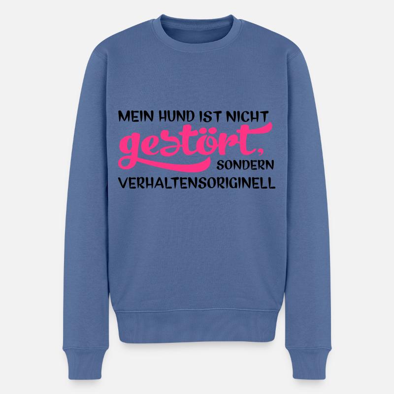 Hund - Männer Premium Bio Pullover - Taubenblau