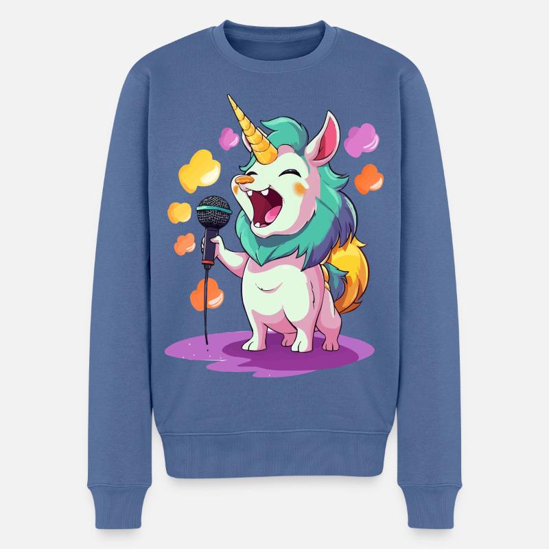 Singendes Einhorn Bühnenperformer - Männer Premium Bio Pullover - Taubenblau