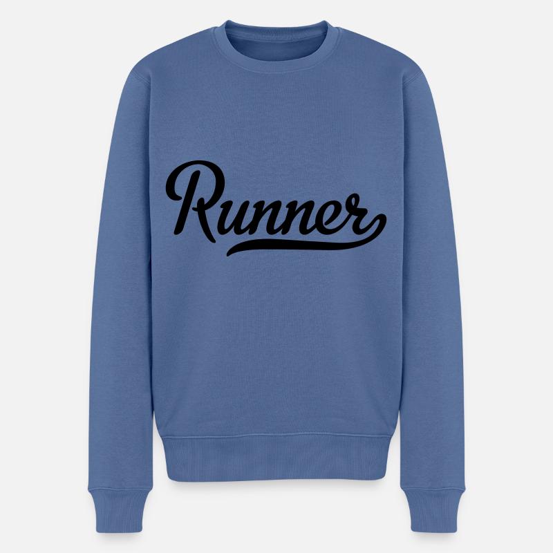 Runner - Männer Premium Bio Pullover - Taubenblau