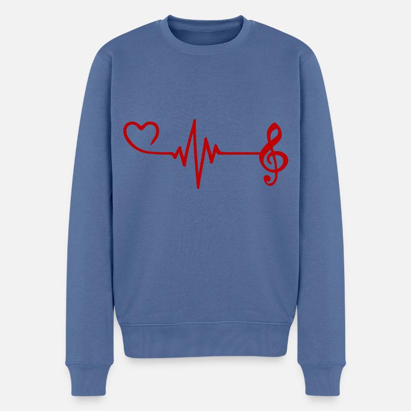 Partition Pulse Heart Love - Pull Premium bio Homme - bleu pigeon