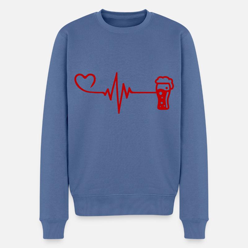 Bier Puls Herz Liebe - Männer Premium Bio Pullover - Taubenblau