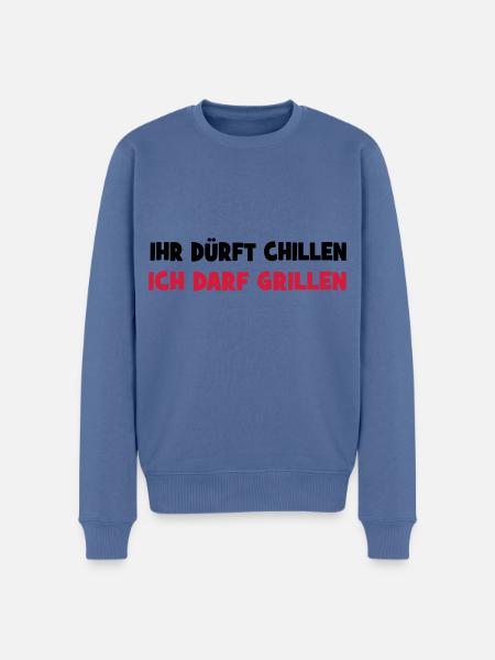 grillen - Männer Premium Bio Pullover - Taubenblau
