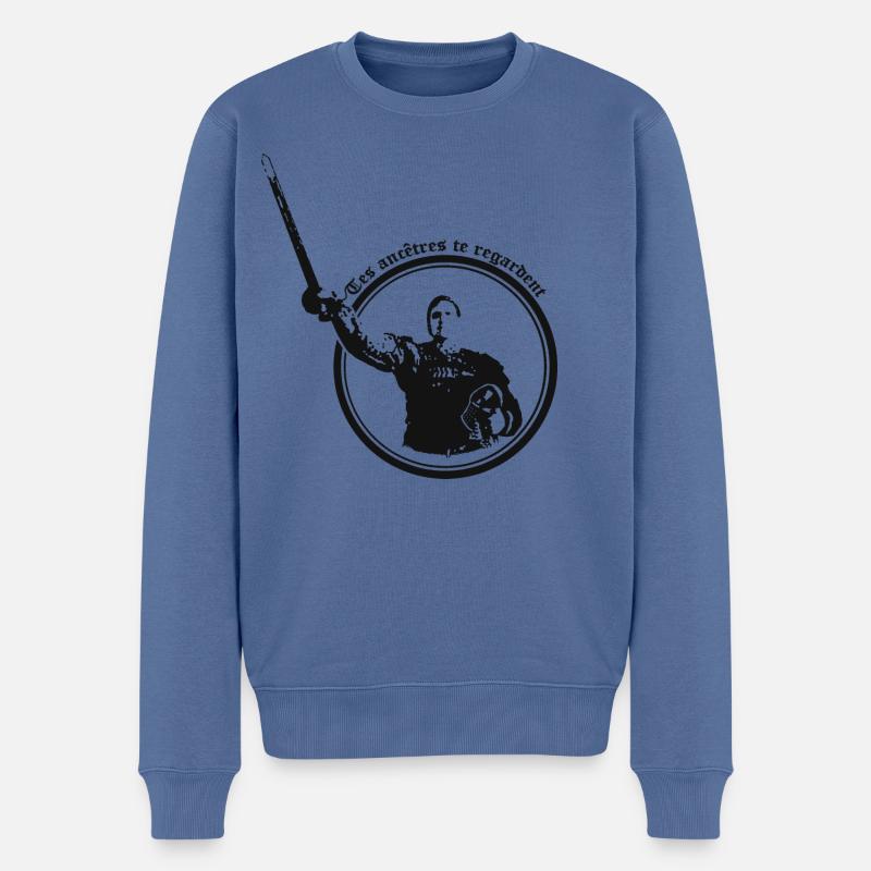 Guerrier épée en main - Pull Premium bio Homme - bleu pigeon