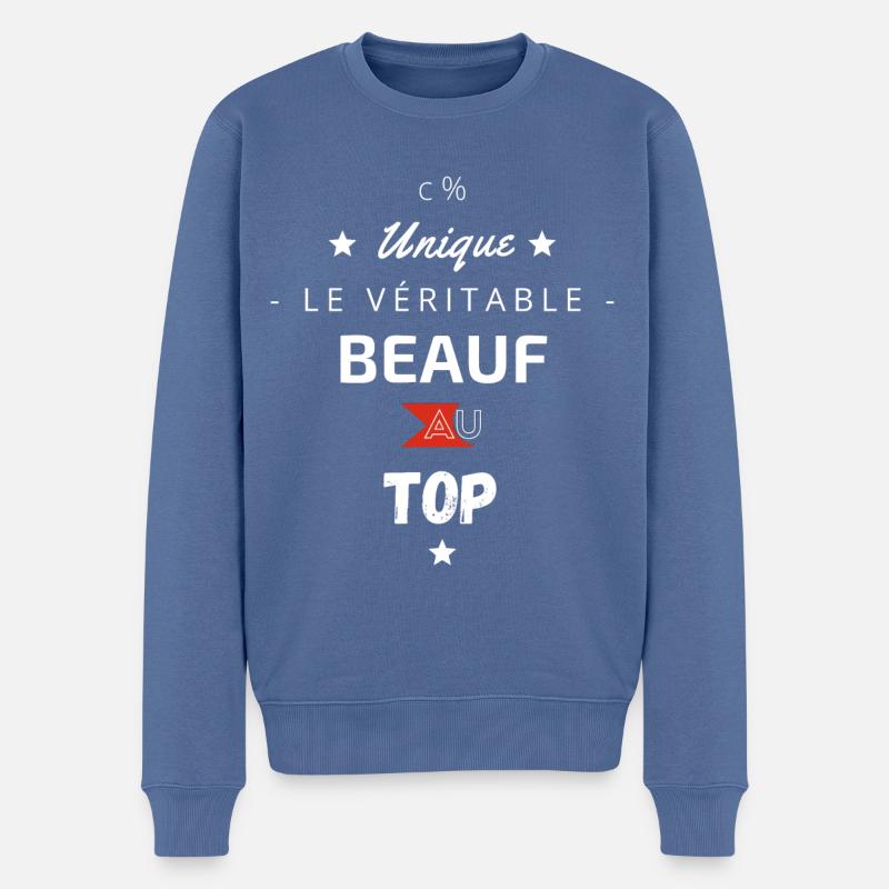 Le véritable Beauf au top - Pull Premium bio Homme - bleu pigeon