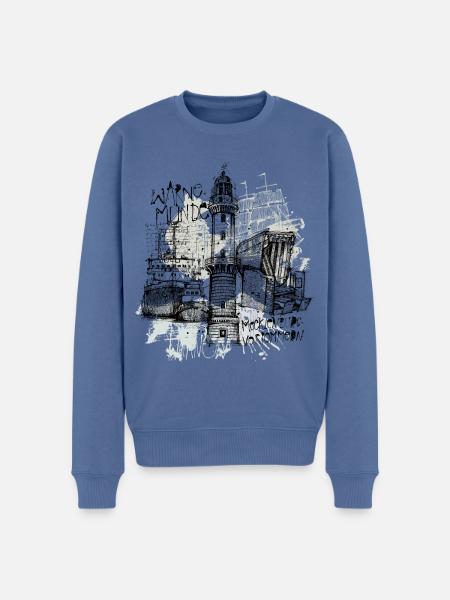 Rostock Warnemünde Collage - Männer Premium Bio Pullover - Taubenblau