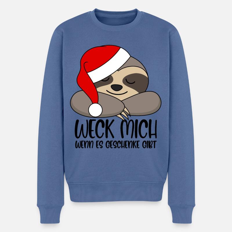 Faultier Santa Weck mich wenn es Geschenke gibt - Männer Premium Bio Pullover - Taubenblau