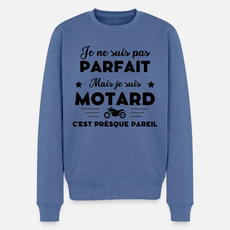 je ne suis pas parfait motard humour - Pull Premium bio Homme - bleu pigeon
