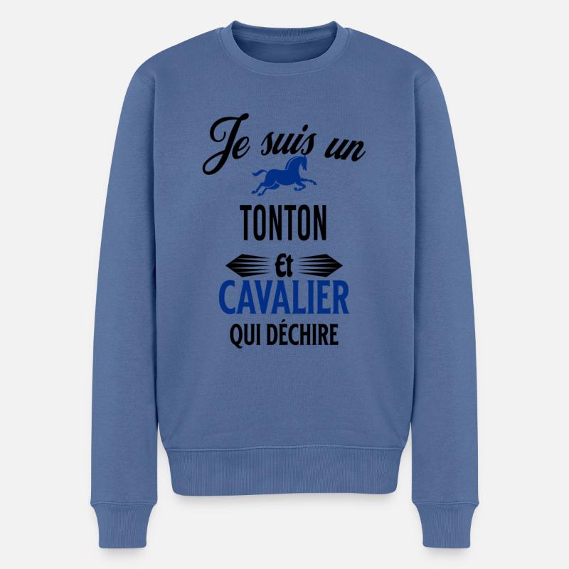 je suis cavalier qui déchire et tonton - Pull Premium bio Homme - bleu pigeon