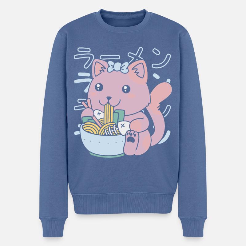 Kawaii Fisch Ramen - Männer Premium Bio Pullover - Taubenblau