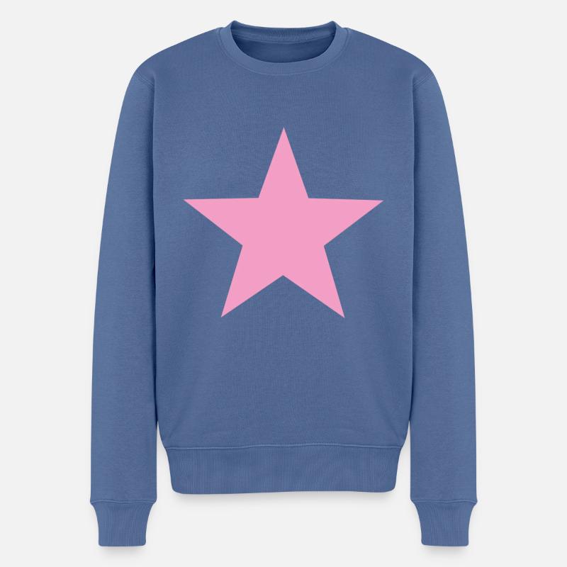 pink star pinker Stern - Männer Premium Bio Pullover - Taubenblau