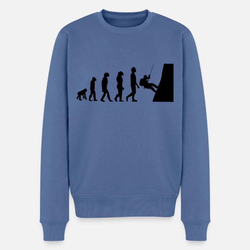 ÉVOLUTION ESCALADE - Pull Premium bio Homme - bleu pigeon