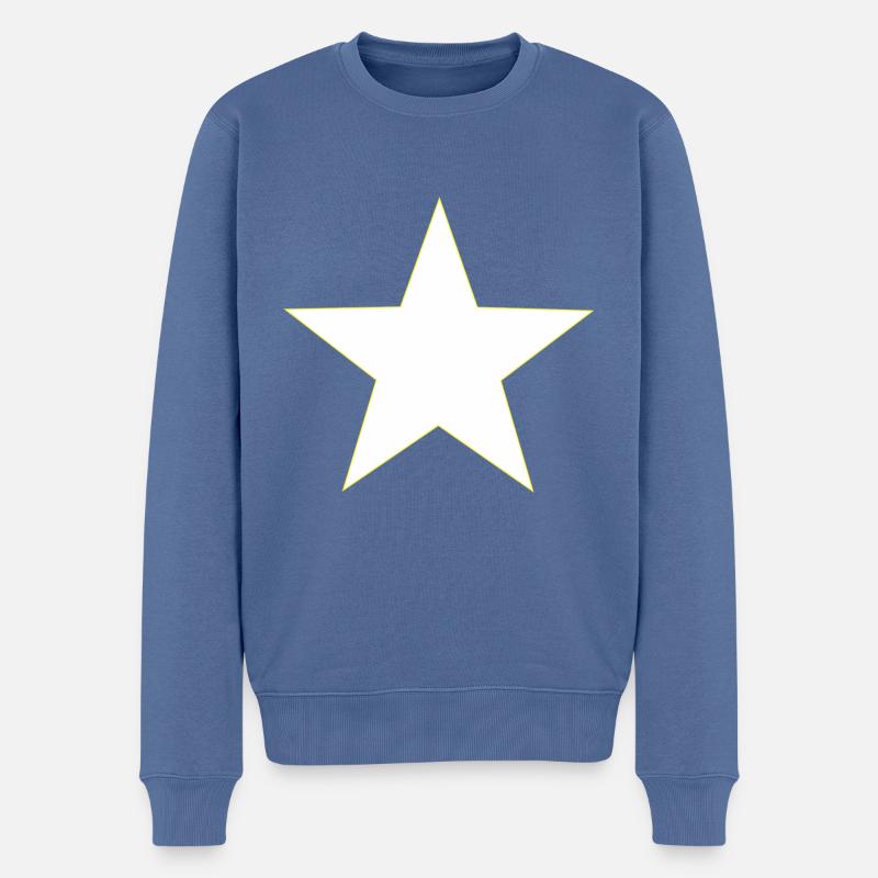 Étoile jaune blanc, white yellow star - Pull Premium bio Homme - bleu pigeon