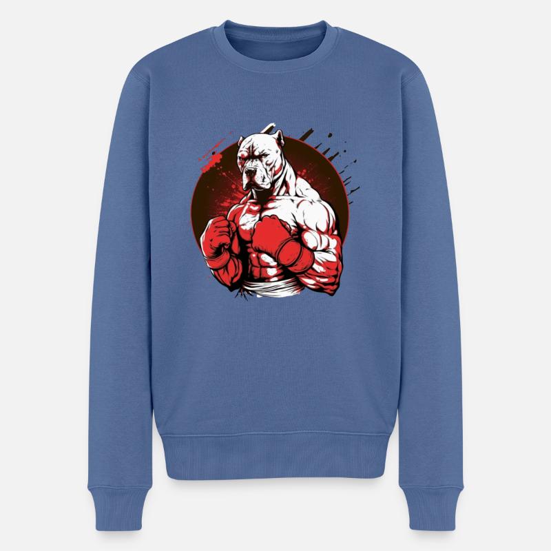 Kämpfender Pitbull Hund Kämpfer - Männer Premium Bio Pullover - Taubenblau