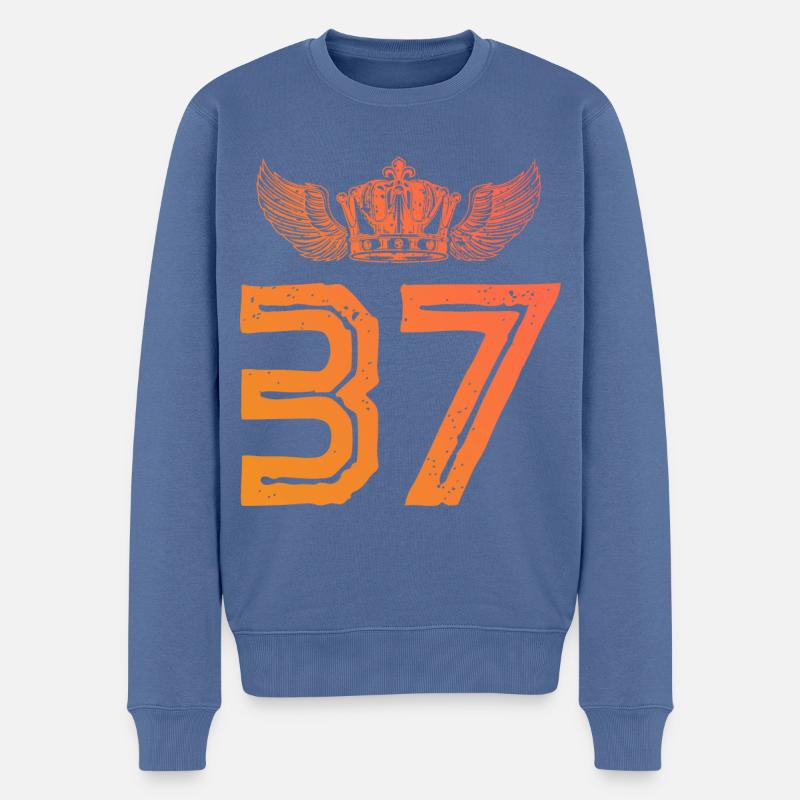 37 Zahl Krone - Männer Premium Bio Pullover - Taubenblau