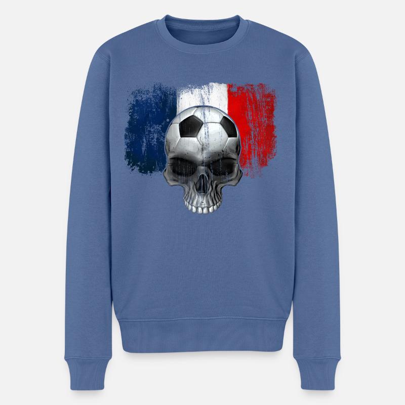 Frankreich Fußballfan - Männer Premium Bio Pullover - Taubenblau