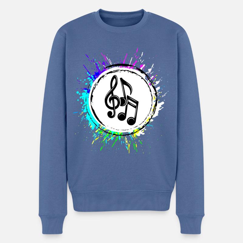 Personnages de notes de musique - Pull Premium bio Homme - bleu pigeon
