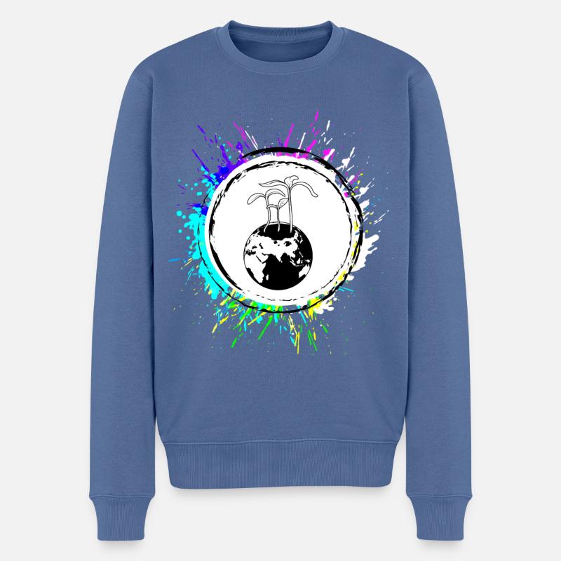 Planet Erde - Männer Premium Bio Pullover - Taubenblau