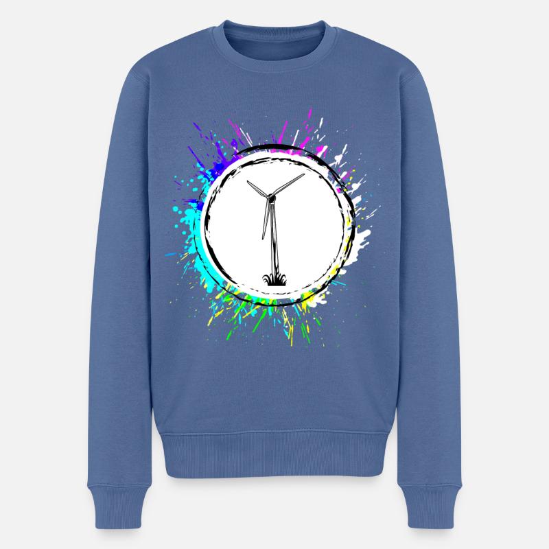 Éolienne Silhouette Energy - Pull Premium bio Homme - bleu pigeon