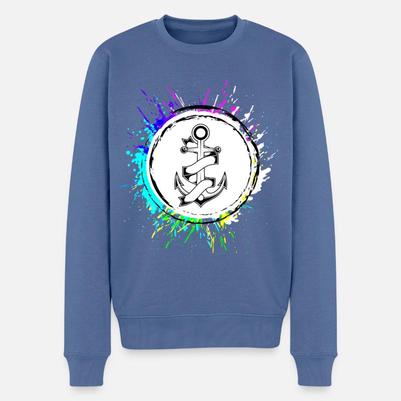 Anker Tattoo - Männer Premium Bio Pullover - Taubenblau