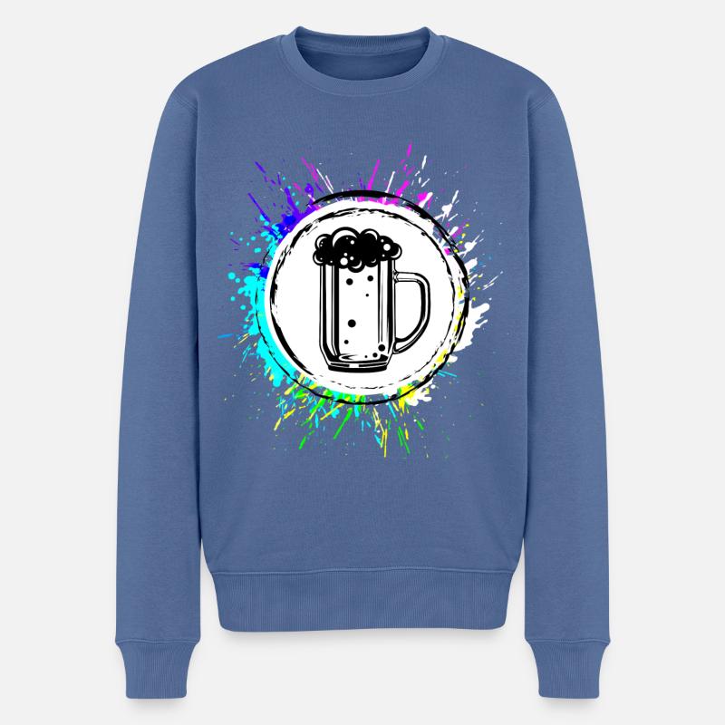 Bierkrug Bier Glas - Männer Premium Bio Pullover - Taubenblau