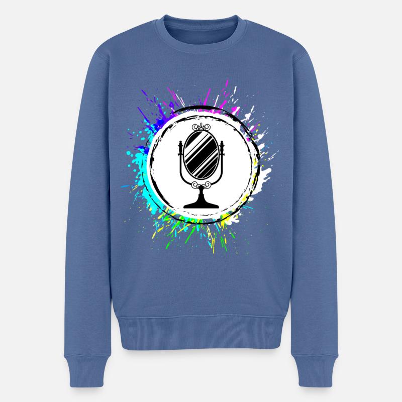 Silhouette d’icône miroir - Pull Premium bio Homme - bleu pigeon