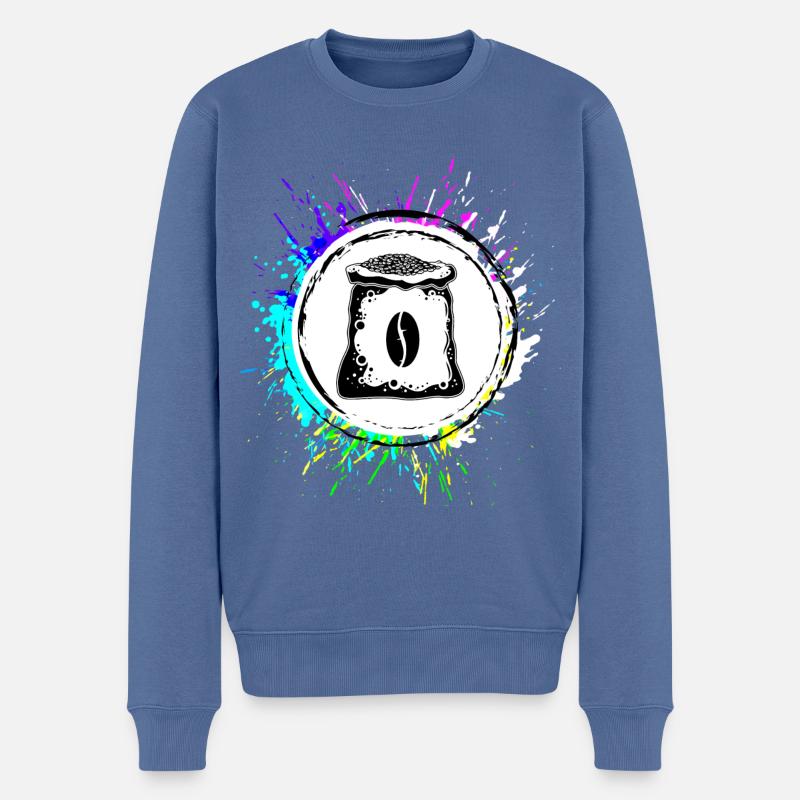 Kaffeebohnen Kaffee - Männer Premium Bio Pullover - Taubenblau