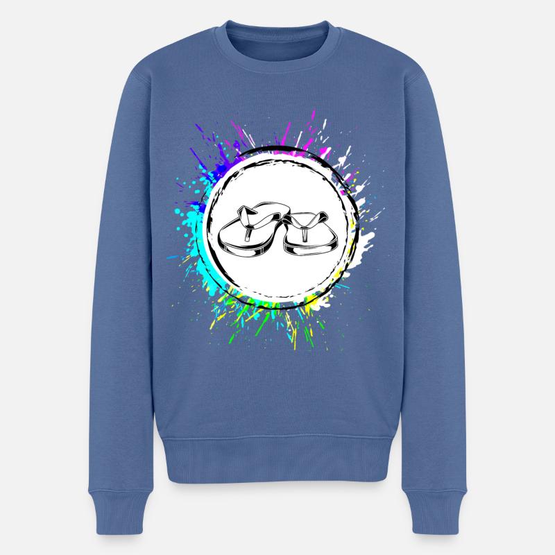 Badelatschen icon - Männer Premium Bio Pullover - Taubenblau
