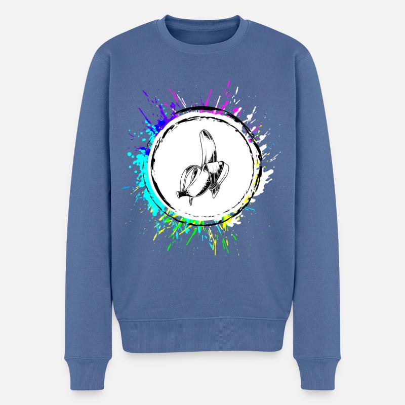 Banane Bunt - Männer Premium Bio Pullover - Taubenblau