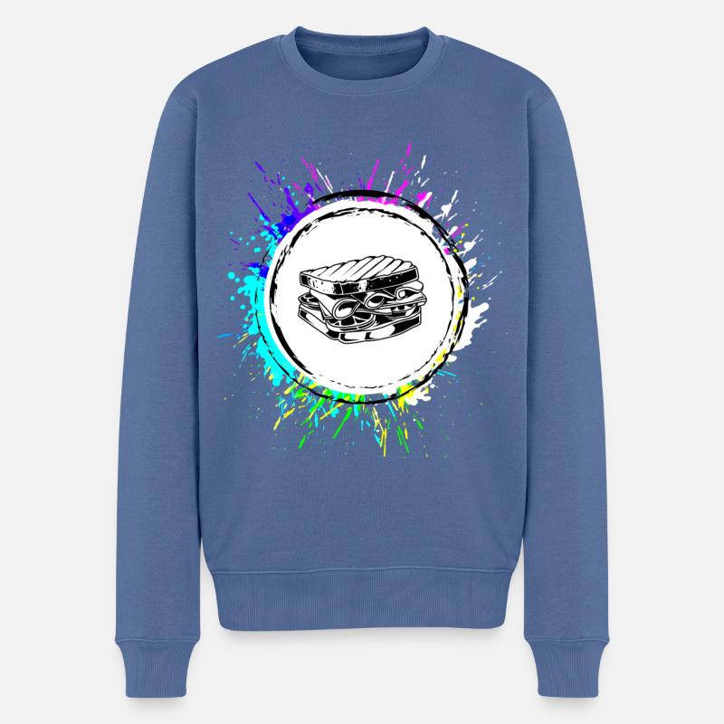 Sandwich Foodie Bunt - Männer Premium Bio Pullover - Taubenblau