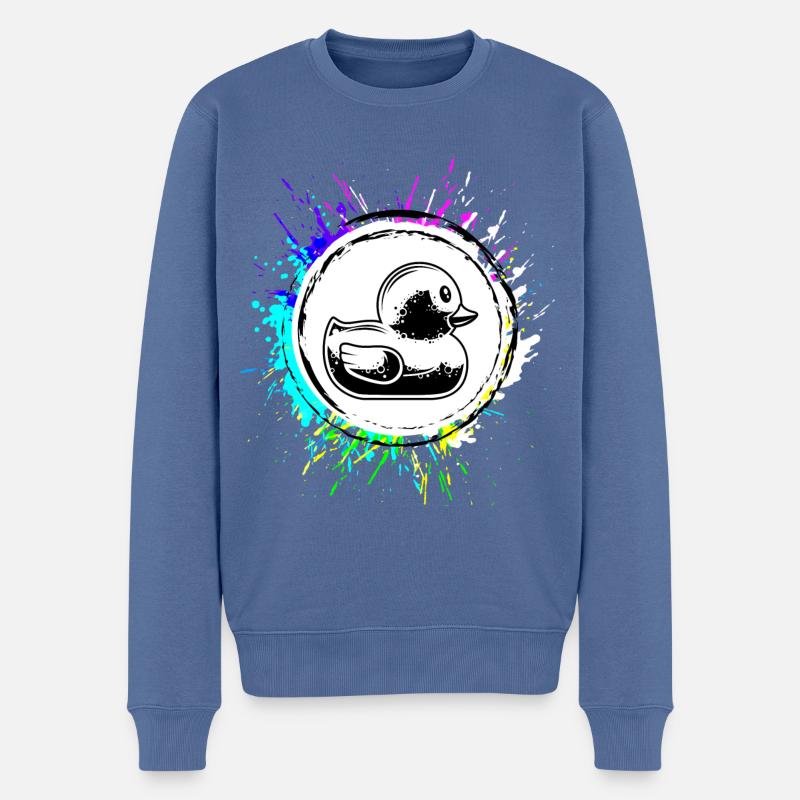 Ente Icon Bunt - Männer Premium Bio Pullover - Taubenblau