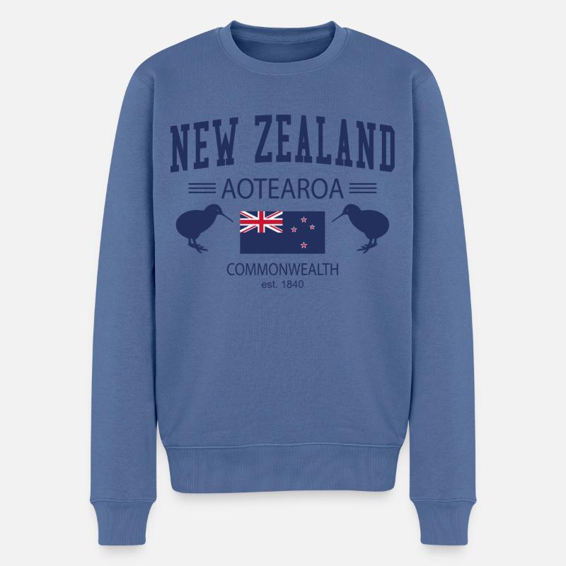 New Zealand - Männer Premium Bio Pullover - Taubenblau